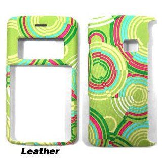 Green with Red and Blue Circles Swirl Design Leather