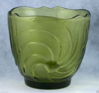 Vintage Green Glass Floral Bowl for Arrangements or Planter