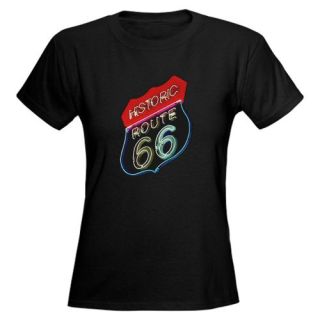 Route 66 Neon Vintage Womens Dark T Shirt by 