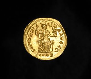 Ancient Gold Solidus Constantinople Coin of Emperor Honorius