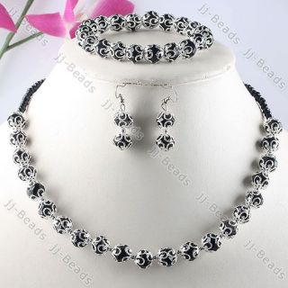  Crystal Glass Flower Bead Cap Necklace Bracelet Hook Earrings Jewelry