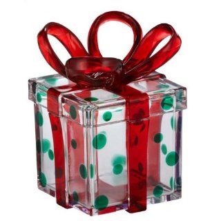 Enesco Acrylic Red Christmas Present Gift Jolly Treat Box