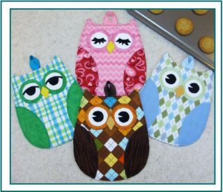 New Fun Pattern Hooty Hoot Placemat Owl Potholders