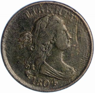1804 Draped Bust Half Cent with Spiked Chin