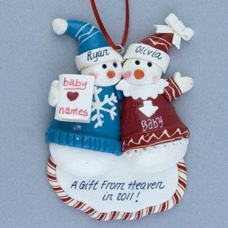 Pregnant Couple Personalized Christmas Ornament Baby