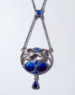 Charles Horner Art Nouveau Silver Enamel Necklace 1909
