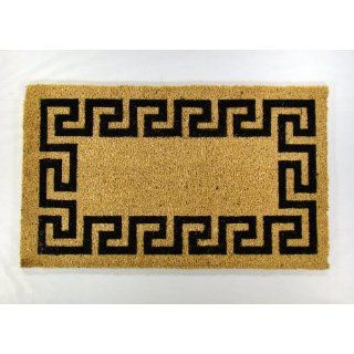 Printed Coco Coir Doormat Greek Key (Black) Patio, Lawn