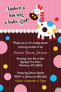 Cute Colorful Horsey Custom Baby Shower Invitations