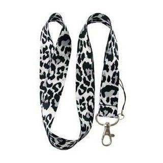 Leopard Print Lanyard Black & White Keychain Holder  