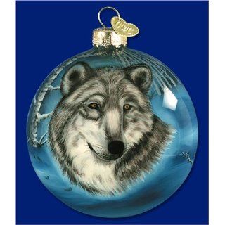 Old World Christmas Inside Art Wolf Head Glass Christmas