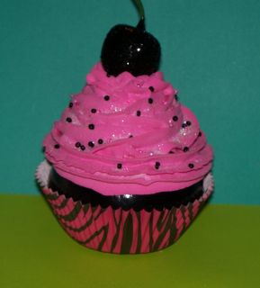  Hot Pink and Black Zebra Fake Cupcake for Birthdays, Party Decorations