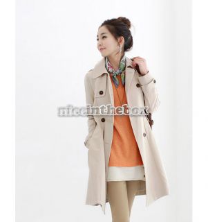 HOT Womens Lady Double Breasted Long Slim Trench Coat Outwear Jacket