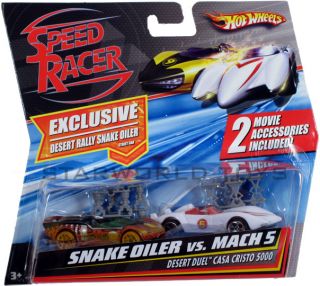 Hot Wheels Speed Racer Desert Rally Snake Oiler vs. Mach 5 2 PACK NEW