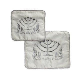 28x35cm White Tallit and Tefillin Bag Set with Braided