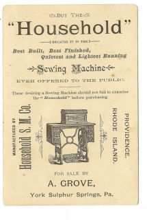 Household Sewing Machine Victorian Trade Card Elf Egg