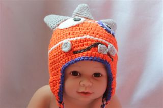 New Orange Monster Fantastic Animal Newborn Baby Child Knit Hat Cap