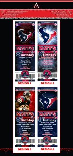 HOUSTON TEXANS NFL CUSTOM BIRTHDAY PARTY TICKET INVITATIONS   LOTS OF