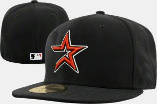 HOUSTON ASTROS MLB BLACK ON FIELD NEW ERA 59FIFTY FITTED HAT CAP Sz 7