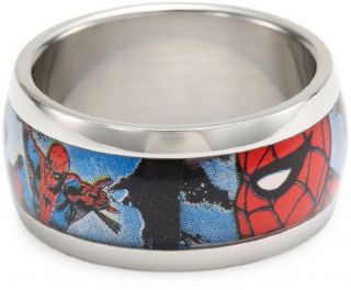 Marvel Comics Spider Man Stainless Steel Graphic Mens Ring Jewelry