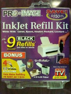 Universal Black Inkjet Refill Kit for Brother Canon HP