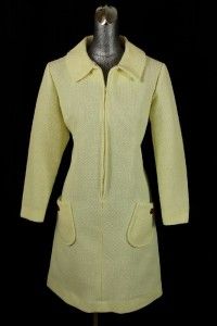 Vintage 60s Womens Pale Yellow Retro Dress Jacket Nubby Mod Retro