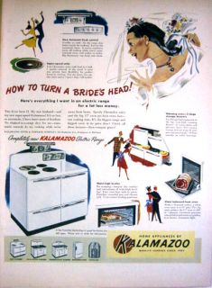 1948 Kalamazoo Michigan Home Appliances Electric Range etc Print Ad