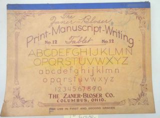 1936 Antique Zaner Blosr Writing Tablet Beale 1st Grade