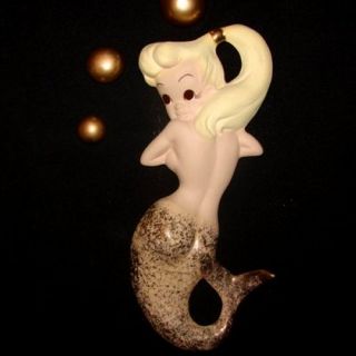 Vintage Freeman McFarlin Mermaid Fish Girl Ceramic Wall Plaque Pink