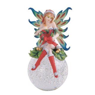 Christmas Fairy on a Globe with Wreath   Poly Resin
