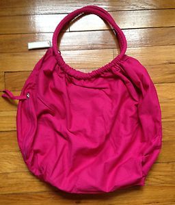 NEW HOT PINK FABRIC BUBBLE BAG BEACH SWIM SUMMER TOTE PURSE FULLY