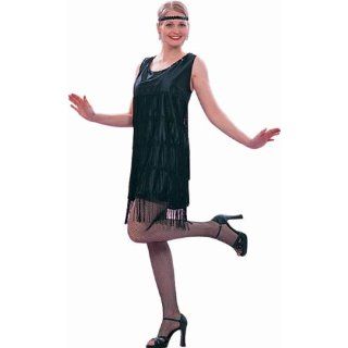 Ladies Roaring 20s Black Flapper Dress Costume Clothing