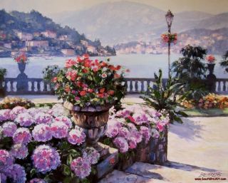 On Lake Como Howard Behrens Embellished Canvas Italy