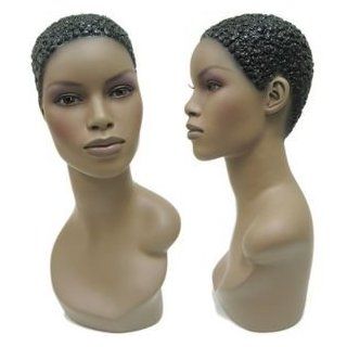 African American Female Fiberglass Mannequin Head Form