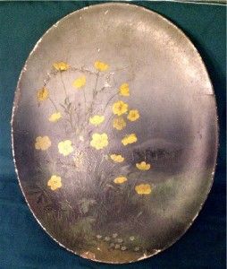  Floral Painting   Oval Concave Artist Board WADSWORTH & HOWLAND BOSTON