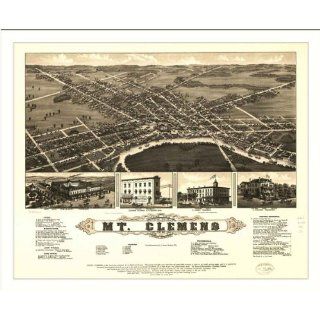 Historic Mt. Clemens, Michigan, c. 1881 (L) Panoramic Map