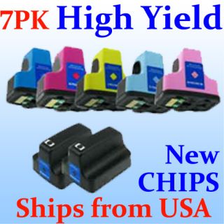 7PKS for HP 02 Photosmart C7200 C7250 C7275 C7280 Ink Inkjet Cartridge