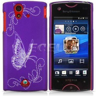 Ecell   PURPLE BUTTERFLY HYBRID SILICONE HARD BACK CASE