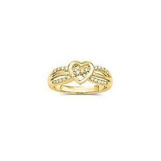 14kt Gold Heart Promise Ring with Diamond Accents   Size 6