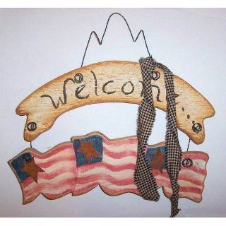 ABC Products   Primitive Wooden   3 American Flags   on