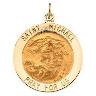 St.Michael Medal 14K Yellow Gold 22.00 mm Jewelry