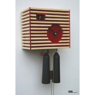 Modern cuckoo clock Bauhaus Design, red, 8 day Home
