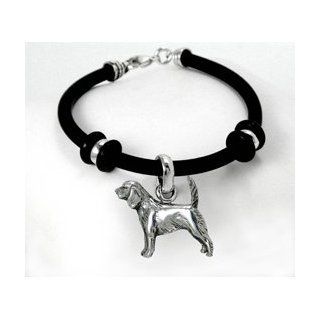 Beagle Simple Rubber Bracelet with Sterling Silver Charm