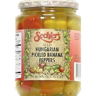 Sechlers mild hungarian pickled banana peppers, 24 oz. glass jar