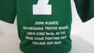John Huarte Autographed University of Notre Dame Green Stat Jersey HT