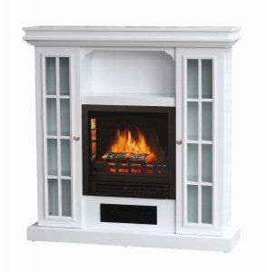  Fireplace Portable Heat Wall Stove White Wood Cabinet New