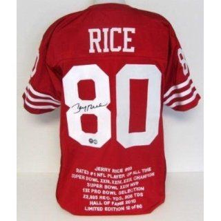 Signed Jerry Rice Jersey   Red Stats Holo SI   Autographed