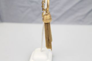  Signed Paris New York Givenchy Logo Tassle Earring Gold Tone