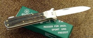 Hubertus Knife Stag Folding Hunting German Lockback RARE Shotgun Shell