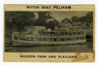 Motor Boat Pelham Hudson Park to Rye Beach Playland Ad Card 1930S