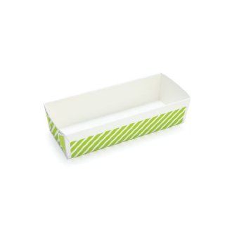 Rectangular Loaf Set of 6 Paper Baking Pans Green Stripe